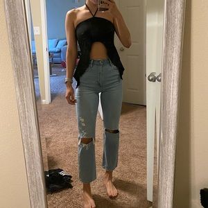 Abercrombie & Fitch Ultra High Rise Ankle Straight Jean.